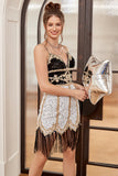 Königsblau Pailletten Kurzes Gatsby 1920er Jahre Kleid mit Fransen