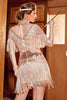 Laden Sie das Bild in den Galerie-Viewer, Rosa Golden Bateau Ausschnitt Gatsby-Kleid aus den 1920er Jahren mit Fransen