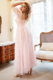 Blush A-Linie Tulle Shot Ärmel Ballkleid