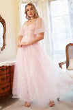 Blush A-Linie Tulle Shot Ärmel Ballkleid