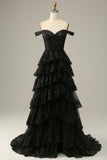 Trendiges schulterfreies fuchsiafarbenes Korsett-Ballkleid mit Schlitz vorne