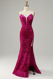 Meerjungfrau Schatz Fuchsia Ballkleid mit Schlitz