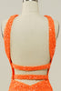 Laden Sie das Bild in den Galerie-Viewer, Pailletten orangefarbenes Ballkleid mit Kreuzausschnitt