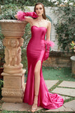 Fuchsia Sweetheart Meerjungfrau Ballkleid mit Schlitz