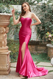 Fuchsia Sweetheart Meerjungfrau Ballkleid mit Schlitz