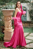 Fuchsia Sweetheart Meerjungfrau Ballkleid mit Schlitz