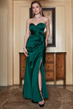 Scheide Schatz Dunkelgrün Langes Ballkleid mit Split Front
