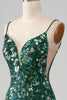 Laden Sie das Bild in den Galerie-Viewer, Meerjungfrauen-Schnürrücken Dunkelgrünes Ballkleid mit Applikationen