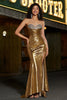 Laden Sie das Bild in den Galerie-Viewer, Glitzerndes goldenes Meerjungfrauen-Kleid mit langen Perlen und Schlitz