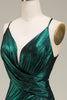 Laden Sie das Bild in den Galerie-Viewer, Heißes Meerjungfrauen-Spaghettiträger-Kleid Dunkelgrünes langes Ballkleid mit offenem Rücken