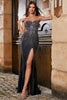 Laden Sie das Bild in den Galerie-Viewer, Glitter Trägerloses schwarzes Meerjungfrauenkleid mit Schlitz