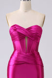 Sparkly Fuchsia Mermaid Sweetheart Korsett Langes Ballkleid mit Schlitz