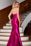 Sparkly Mermaid Fuchsia Korsett Ballkleid mit Schlitz