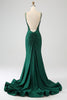 Laden Sie das Bild in den Galerie-Viewer, Glitzerndes, dunkelgrünes, perlenbesetztes langes Meerjungfrauen-Ballkleid mit Schlitz