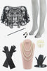 Laden Sie das Bild in den Galerie-Viewer, Schwarz Pailletten 1920er Jahre Gatsby Kleid mit 20er Jahre Accessoires Set