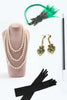 Laden Sie das Bild in den Galerie-Viewer, Glitzerndes dunkelgrünes Paillettenfransen Asymmetrisches Gatsby Kleid aus den 1920er Jahren mit Accessoires