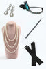 Laden Sie das Bild in den Galerie-Viewer, Glitter Grün Kalte Schulter Pailletten Fransen 1920er Jahre Gatsby Kleid mit Accessoires Set