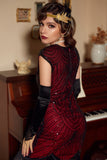 Rotes Gatsby Glitzer Fransen 1920er Jahre Flapper Kleid