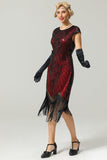 Schwarzes Gatsby Glitzer Fransen 1920er Jahre Flapper Kleid