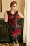 Rotes Paillettenkleid Übergröße aus den 1920er Jahren mit Fransen