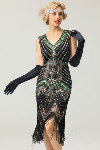 Königsblau Glitter Fransen Gatsby 1920er Jahre Flapper Kleid