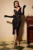 Laden Sie das Bild in den Galerie-Viewer, Schwarzes Party Pailletten 1920er Jahre Kleid