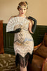 Laden Sie das Bild in den Galerie-Viewer, Damen Übergröße 1920er Jahre Kleid Pailletten Rosa Flapper Kleid