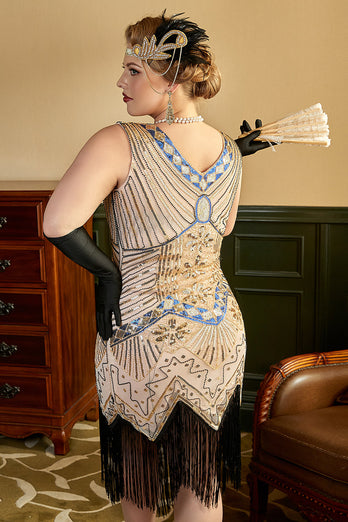 Damen Übergröße 1920er Jahre Kleid Pailletten Rosa Flapper Kleid