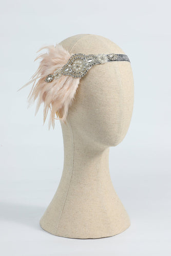 Rouge 1920er Jahre Perlen Pailletten Stirnband mit Feder
