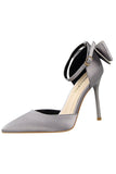 Burgunder Satin Ball Absätze mit Bowknot