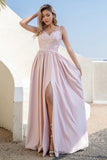 Blush Pailletten Ballkleid mit Schlitz