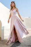 Blush Pailletten Ballkleid mit Schlitz