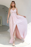 Blush Pailletten Ballkleid mit Schlitz