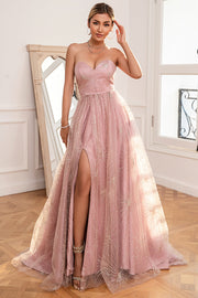 Glitter Rouge Langes Ballkleid mit Schlitz