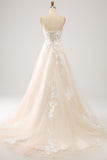 A Line Sweetheart Langes Korsett Brautkleid mit Applikationen