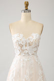 A Line Sweetheart Langes Korsett Brautkleid mit Applikationen