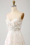 A Line Sweetheart Langes Korsett Brautkleid mit Applikationen