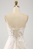 A Line Sweetheart Langes Korsett Brautkleid mit Applikationen