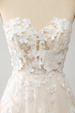 A Line Sweetheart Langes Korsett Brautkleid mit Applikationen